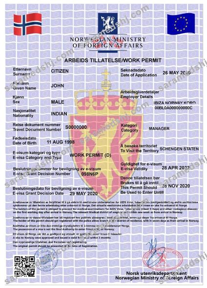 NORWAY work permit, e-visa
